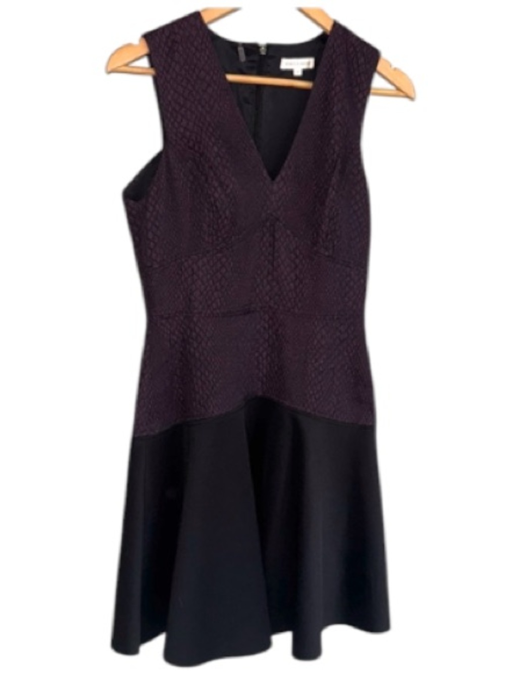 Rebecca Taylor Womens Sleeveless Textured V-Neck A-Line Mini Dress Purple Size 4
